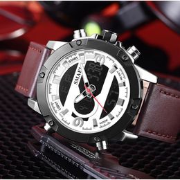 luxe SMAEL gloednieuwe Sport Horloges Waterdicht Echt Dual Display Quartz Horloges Grote Wijzerplaat Mode Cool Man 1320 Digitale Wa276f