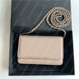 Monedero pequeño de lujo bolsos de hombro woc diseñador solapa clásica Mujer Mini bolso Nuevo elegante Messenger Portable Girl caviar bolso de cuero billetera en cadena Crossbody