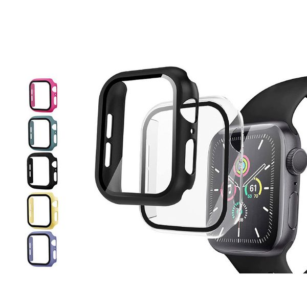 Couvercle de protection de montre intelligente de luxe, protecteur d'écran en gaz trempé transparent 9H, boîtier de montre PC pour Apple Iwatch 6 7 8 9 38 mm 42 mm 40 mm 44 mm 41 mm 45 mm 49 mm