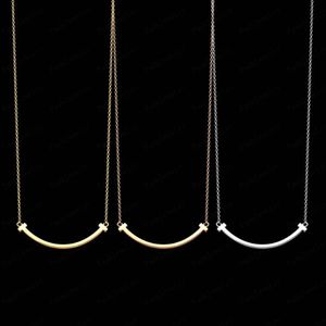 Luxe smile ketting dames roestvrij staal paar diamant hanger ontwerper sieraden voor nek kerstcadeaus voor vrouwen accessoires211d