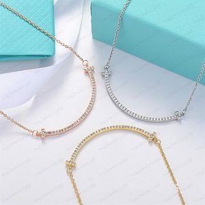 Collar de sonrisa de lujo para mujer, pareja de acero inoxidable, colgante de diamante grande, joyería para el cuello, regalo de Navidad, accesorios para mujer wh205M