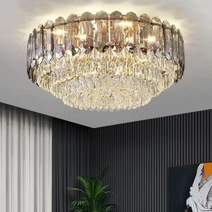Loucles de plafond en cristal gris fumé de luxe 2024 Nouveaux lampes de décoration de décoration de la maison postmoderne pour le décor de salon Lustres