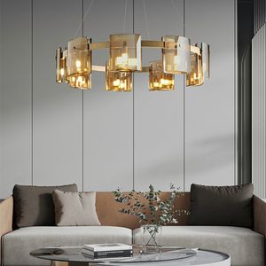 Lustre de luxe gris fumé lampe verre salon décoration luminaires lustres cuisine lumières G9 douilles suspendues