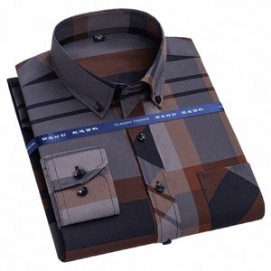 Luxe Lisse Doux N Ir Hommes Lg Manches Dr Chemise Designer Fi Impression Mâle Busin Chemises Formelles Butt Casual 54Ys #