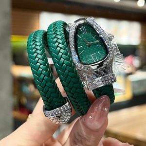 Luxury Snake Designer Women Bekijk dames diamant lederen riem armband horloges topmerk polshorloges voor dames verjaardag kerstdag voor moederdag cadeau
