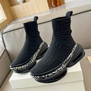 Baskets de luxe Chaussures de chaussettes montantes noires de designer classique Chaussures à carreaux texturées Plate-forme Jogging Chaussures de course décontractées taille 35-46