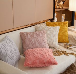 Luxe doux moelleux longue taie d'oreiller en peluche couleur unie jeter housse de coussin pour lit canapé décoratif taie d'oreiller Simple décor à la maison