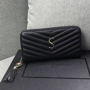 Luxe zacht lederen portemonnee met ritssluiting Dames Designer Lange zakelijke clutch Tas Klassiek echt leer Credit ID-kaarthouder Portemonnee met grote capaciteit Handtas Vijf kleuren