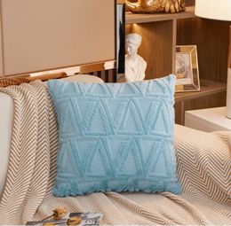 Luxe doux en peluche fausse fourrure coussin décoratif taie d'oreiller jeter oreiller pour canapé voiture chaise hôtel décoration de la maison