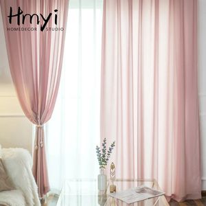Rideaux de luxe en Tulle solide pour chambre à coucher, épais et transparent, décoration moderne pour fenêtre de salon, Voiles roses pour filles, 240321