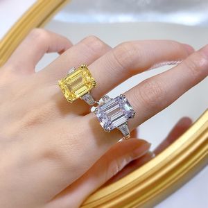 Solitaire de luxe grand rectangle 6ct taille émeraude diamant simulé femmes bague de mariage bague de fiançailles soirée élégante femme mode bijoux cadeaux