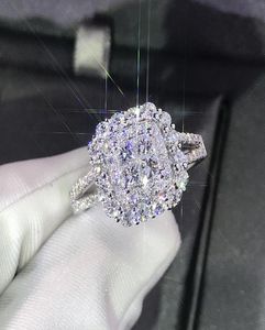 Anillo de color plateado de circón de piedra grande de lujo para mujeres para la boda del anillo brillante joya de la fiesta de la fiesta de la fiesta 20199187152