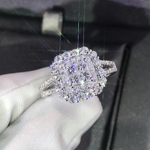 Luxe Sparkly Big Stone Zirkoon Zilveren Kleur Ring Voor Vrouwen Engagement Wedding Glanzende Ring Partij Sieraden Mode Vrouwelijke 20191931