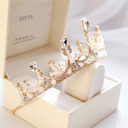 Coronas de boda con cristales brillantes de lujo, accesorios para el cabello con perlas y diamantes de imitación, corona nupcial y Tiaras, rápido en Stock220F