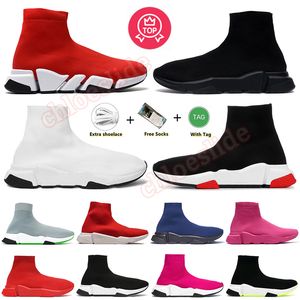 Gratis verzending Luxe Speed Trainers 1.0 Casual schoenen designer speed 2.0 platforms Soklaarzen Runner glanzend gebreid Platte zool Heren Dames Slip-On Sok master reliëflaarzen