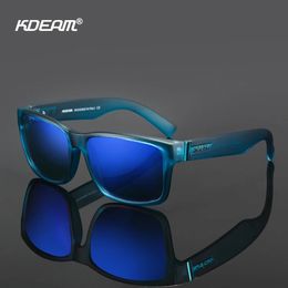 Luxe sportmerk KDEAM mode gepolariseerde zonnebril klassiek vierkant heren Azul Cristal frame buiten reizende brillen UV400 240127