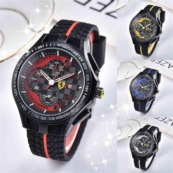 Coche de carreras deportivo de lujo Fórmula F1 Correa de goma Acero inoxidable Cuarzo es para hombres Reloj de pulsera informal Clock281j