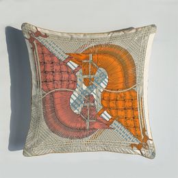 Luxe Carré Creative Chaîne Motif Taie D'oreiller Contraste Couleur Coussin Couvre Style Européen Orange Taie D'oreiller Velours Fleur Imprimer Coussins 45x45cm