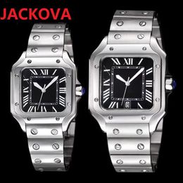 Luxury Square Designer Classic Fashion Japan Quartz Watch 904L en acier inoxydable Sapphire Verre imperméable Fonction Couples Hommes et femmes 2707