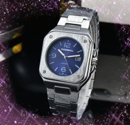 Luxe cadran carré designer montres à quartz hommes en acier inoxydable étanche mode bracelet en or importé cristal miroir batterie montre-bracelet montre de luxe cadeaux