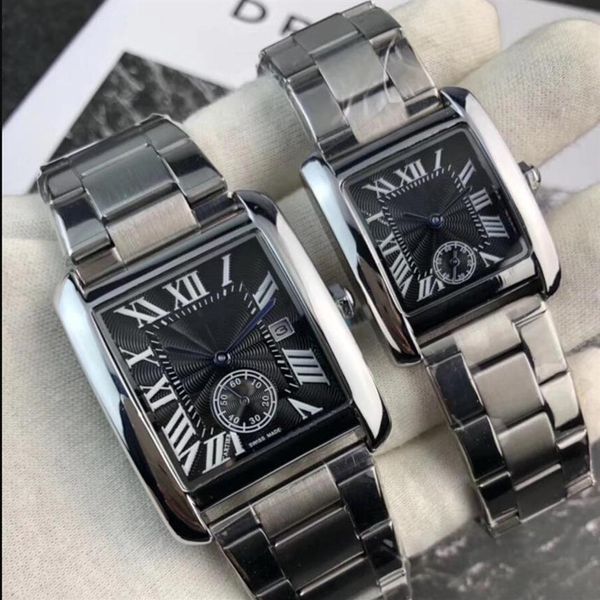 Reloj cuadrado de lujo para hombre, relojes para mujer, esfera romana de acero inoxidable, subdial, reloj de pulsera para hombre, relojes de pulsera para mujer de primeras marcas lov320r