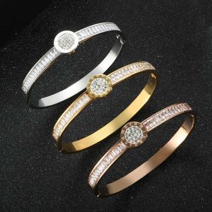 Bracelets de strass carrés de luxe pour femmes hommes mode cristal cz avec chiffres romains bracelets en acier inoxydable bijoux cadeaux Q0717