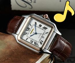 Luxe vierkante romeinse wijzerplaat horloges heren geïmporteerd quartz uurwerk ultra dunne stalen kast lederen riem super heldere populaire drie naalden armband horloge geschenken