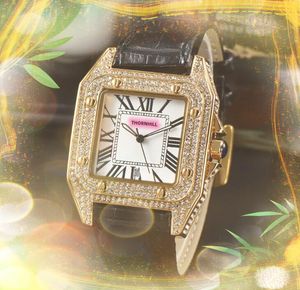 Luxe vierkante Romeinse tank wijzerplaat liefhebbers horloges mannen en vrouwen koppels diamanten ringkast klok quartz uurwerk waterdichte gouden armband dameshorloge Montre De Luxe Gift