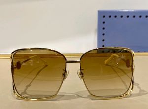 Luxe vierkante zonnebril Gold Metal Brown Shaded 1020 Women Sonnenbrille Occhiali Da Sole UV400 Bescherming met doos