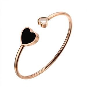 Luxe roestvrijstalen armbanden armbanden voor vrouwen mannen minnaar paar zwart/rood schelp hart met kristal steen charme sieraden geschenken Q0720