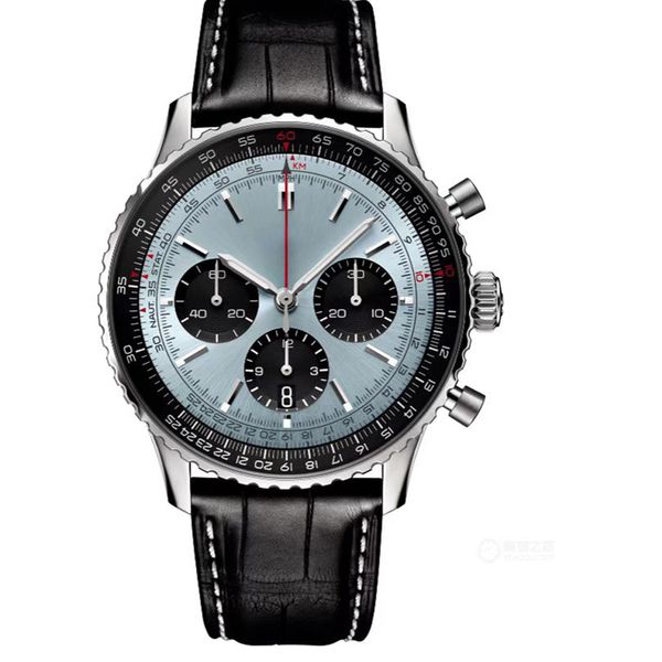 Reloj de cuarzo de acero inoxidable de lujo para hombre, reloj de zafiro negro azul a la moda, reloj multicinético de diseñador de lujo