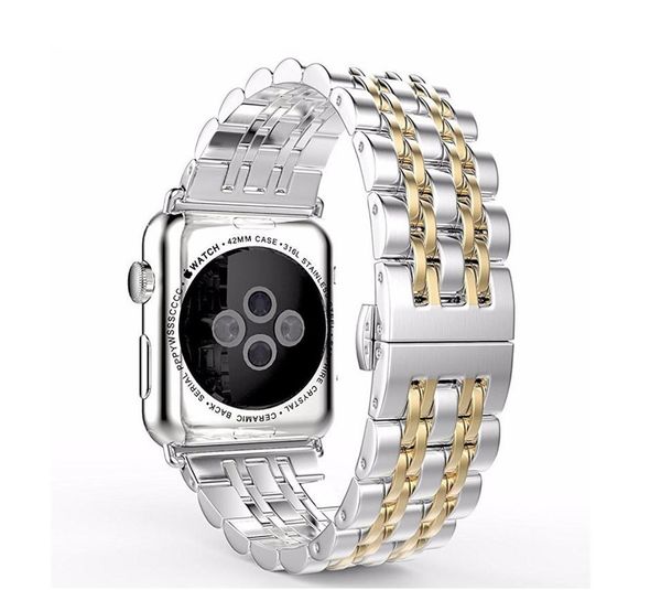 Bracelet en acier inoxydable de luxe pour bracelet de montre apple 42mm/38mm bracelet à maillons bracelet de montre pour iWatch 3/2/1 ceinture de poignet en métal