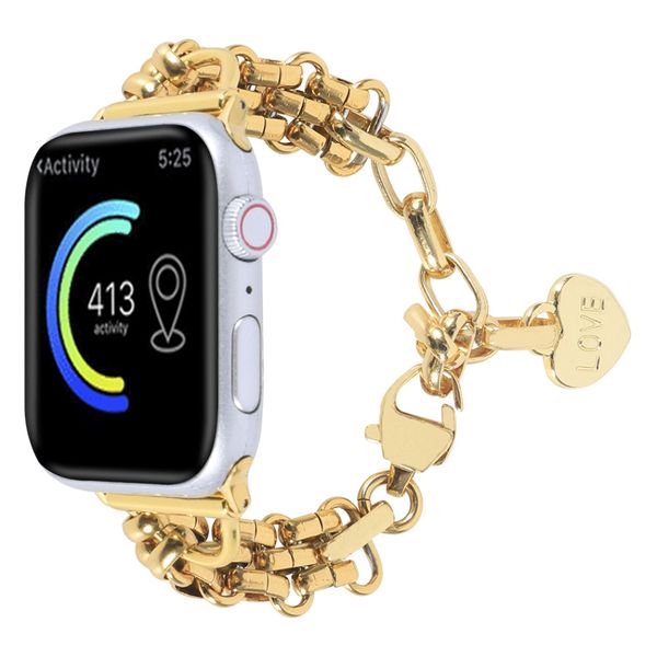 Bracelet en acier inoxydable de luxe pour Apple Watch Ultra 49mm Band 40mm 44mm 41mm 45mm Ring Correa IWatch Series 8 7 SE 6 5 4 3 38mm 42mm Bracelet