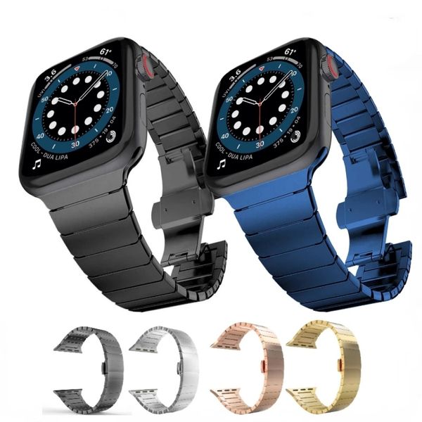 Bracelet à maillons en acier inoxydable de luxe pour Apple Watch Ultra 49mm série 8 7 41 45mm bande métallique iWatch 6 5 4 SE 3 2 42mm 44mm 40mm 38mm