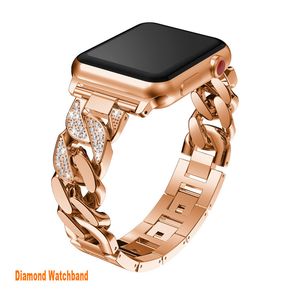 Luxe roestvrijstalen riemen voor Apple Watch 8 7 6 5 4 3 21 Comfortabele stretch horlogeband Gold Tone Silver Black vervangende band Iwatch 45 mm 44 mm 42 mm 41 mm 40 mm 38 mm 38 mm 38 mm