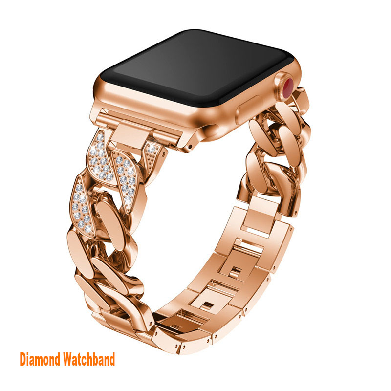 Luxus Edelstahlriemen für Apple Watch 8 7 6 5 4 3 21 bequeme Stretchuhrenband -Gold -Ton