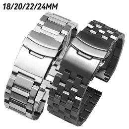 Correas de reloj de acero inoxidable de lujo 18 20 mm 22 mm 24 mm Galaxy Watch Strap para Huawei Pro 43 Pulsera de negocios de metal 220704