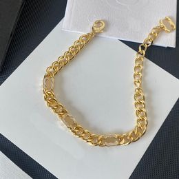 Luxe stempelontwerper Charmarmbanden Dames Bangle polsbandketens Sieraden Crystal 18K Gold vergulde koperen bruiloft zal nooit de originele editie Lengte 24 cm vervagen