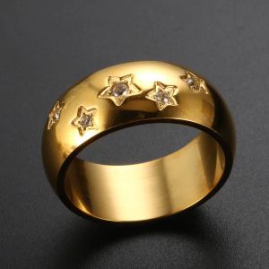 Ensemble d'anneaux en Zircon pour femmes et filles, ensemble d'étoiles de luxe, or jaune 14k, breloque pentagramme, cristal CZ, tendance, bijoux cadeaux de fête