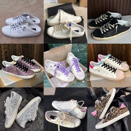 Luxe Star Sneakers Dirty Slip-on Sliders Designer Dames Casual schoenen Slippels Zwart Golden Silver Classic Witte Leer Lederen Sneaker Pargin Mens Woman Shoe