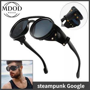 Luxe Steampunk Zonnebril Mannen Ronde Nachtzicht Googles Vintage Punk Zonnebril Brand Design Wandelen Rijden Shades Brillen UV400