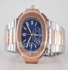Luxe stopwatch Blue Dial Men039S Chronograph Watch Men Automatische Cal28520 Grand Watches Datum 5980 Eta Gold Steel Sapphire WR1823778