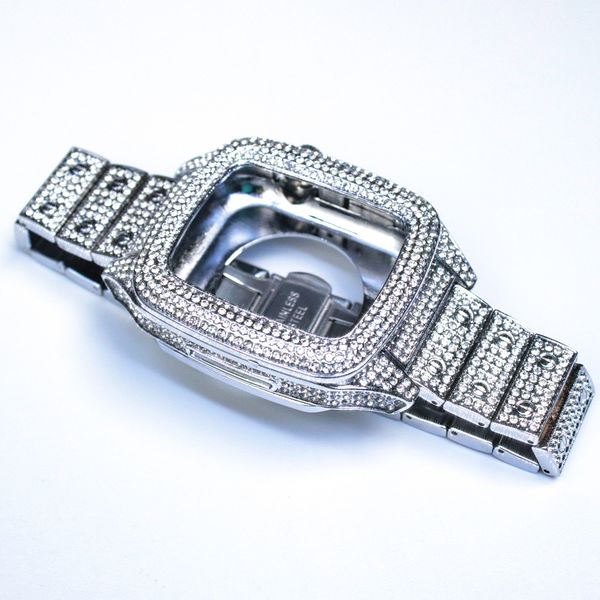 Bracelets de luxe Étui de protection Mod Kit Métal intégré Flash Drill Diamond Cover DIY Cases Watchband Bracelet Wrist Band Strap Pour Apple Watch Series 6 7 8 45mm 44mm