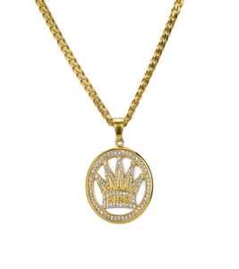 Luxury Street Style Copper Royal King Crown Pendant Men Collier en acier inoxydable Colliers de chaîne Cuba Pendants pour bijoux 2106217063759