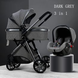 Luxus-Kinderwagen, 3-in-1-Babywagen im Hochformat, kann sitzen und liegen, Kinderwagen, Wiege, Babyschale, 1163t