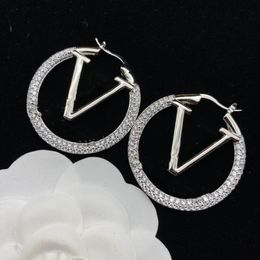 Pendiente de aro de plata grande con perno prisionero de lujo para dama, mujer, niña, aretes, conjunto de aretes de joyería de diseñador, compromiso de regalo del día de San Valentín para novia sin caja