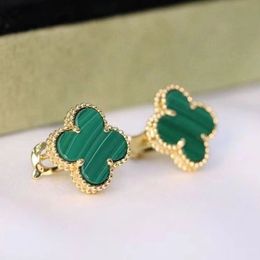 Luxe Stud Clover Earring Geometrische Bloemen Agaat Jade Edelsteen Oorbellen Fashion Design Voor Vrouwen Meisjes Feestsieraden Met logo