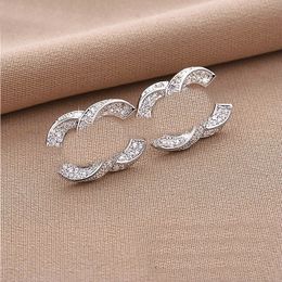 Pendiente de lujo Pendientes de diseñador Letras Pendientes de diamantes Joyería Mujer Cristal Diamantes de imitación Perlas Regalos de boda Accesorios
