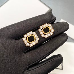 Luxury stud earring vrouw designer oorbellen dubbele brief g sieraden vrouwen 18k vergulde diamant kristal strass rhinestones bruiloft geschenken