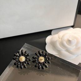 Luxe stud modeontwerper zonnebloem roestvrijstalen oorschelpen voor man dames klassieke drop earrigs 18k goud vergulde sieraden cadeau a880